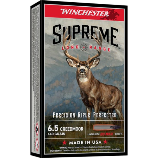 WINCHESTER SUPREME LR 6.5 CM 140GR BC MAX 20RD 10BX/CS