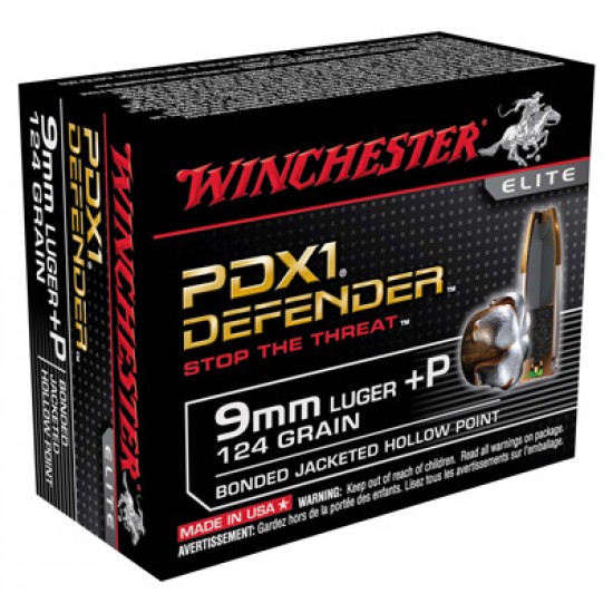 WINCHESTER AMMO SUPREME ELITE 20-PACK 9MM LUGER 124GR. PDX1 DEFENDER