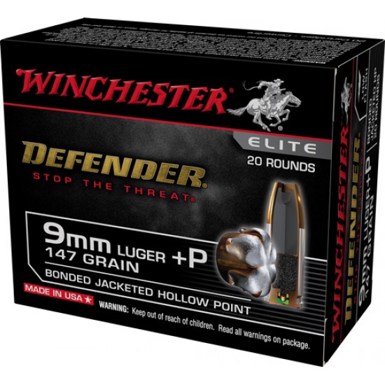 WINCHESTER AMMO SUPREME ELITE 20-PACK 9MM + 147GR. PDX1 DEFENDER