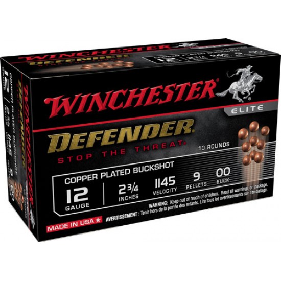 WINCHESTER AMMO DEFENDER 12GA. 2.75 00BK 9-PELLETS 10-PACK