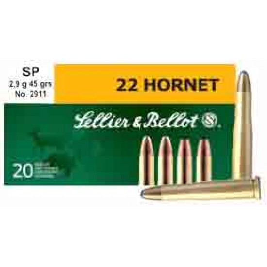 S&B AMMO .22 HORNET 45GR. JSP 20-PACK