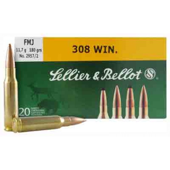 S&B AMMO .308WIN 180GR. FMJ 20-PACK