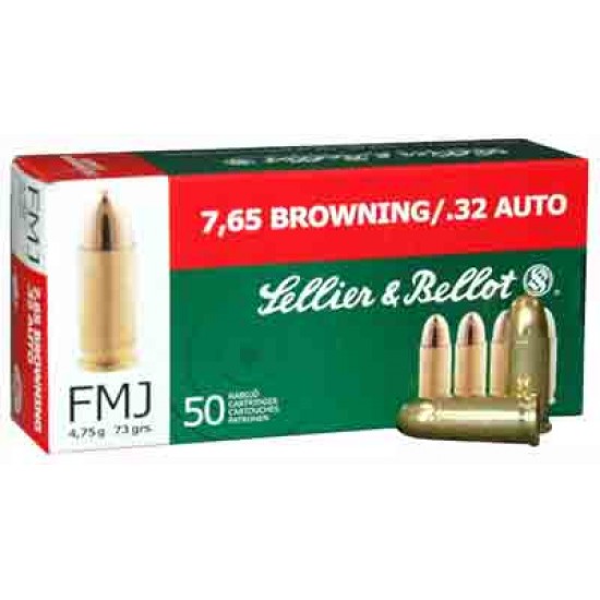 S&B AMMO .32ACP 73GR. FMJ-RN 50-PACK