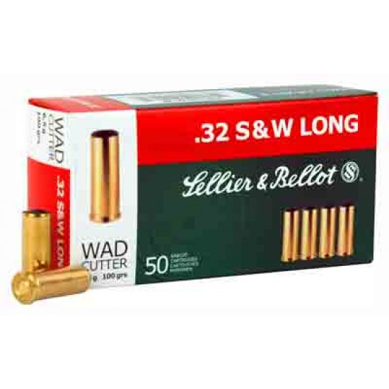 S&B AMMO .32SW LONG 100GR. LEAD-WAD CUTTER 50 PACK