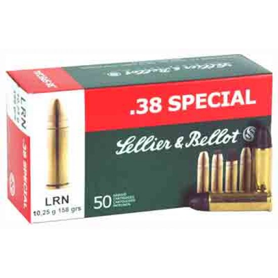 S&B AMMO .38 SPECIAL 158GR. LEAD-RN 50-PACK