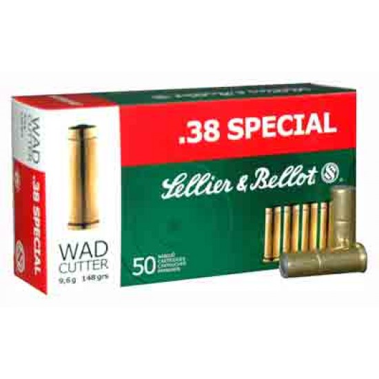 S&B AMMO .38 SPECIAL 148GR. LEAD WAD CUTTER 50-PACK
