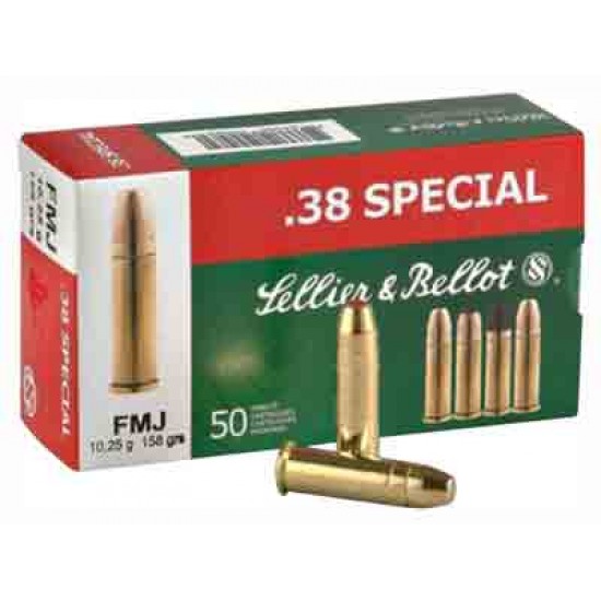 S&B AMMO .38 SPECIAL 158GR. FMJ-RN 50-PACK