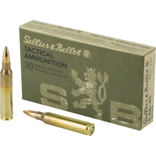 S&B AMMO 5.56X45MM (M193) 55GR. FMJ-BT 20RD BOX