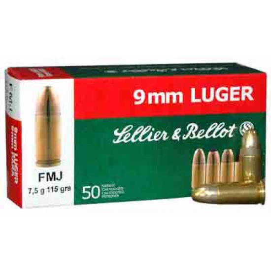 S&B AMMO 9MM LUGER 115GR. FMJ 50-PACK 