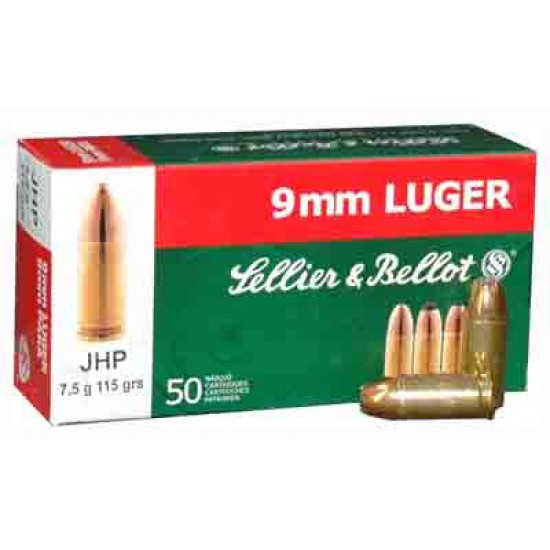 S&B AMMO 9MM LUGER 115GR. JHP 50-PACK