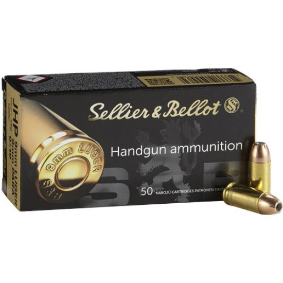 S&B AMMO 9MM LUGER 124GR. JHP 50-PACK