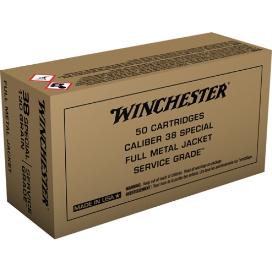 WINCHESTER AMMO SERVICE GRADE .38 SPECIAL 130GR. FMJ-RN 50-PACK