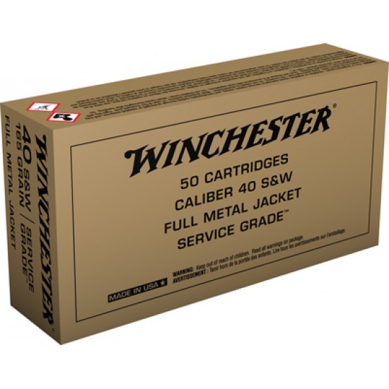 WINCHESTER AMMO SERVICE GRADE .40SW 165GR. FMJ-RN 50-PACK