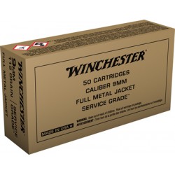 WINCHESTER SERVICE GRADE 9MM LUG 115GR FMJ-RN 50RD 10BX/CS WINCHESTER SERVICE GRADE 9MM LUG 115GR FMJ-RN 50RD 10BX/CS