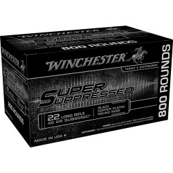 WINCHESTER AMMO SUPER SUPRESSED .22LR 1255FPS. 45GR. LEAD RN 800-PK. WINCHESTER AMMO SUPER SUPRESSED .22LR 1255FPS. 45GR. LEAD RN 800-PK.