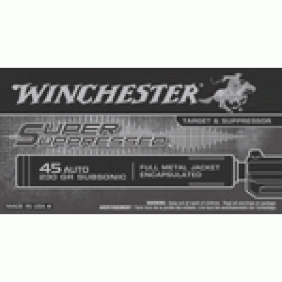 WINCHESTER AMMO SUPER SUPRESSED .45 ACP 230GR. FMJ-RN 50-PACK