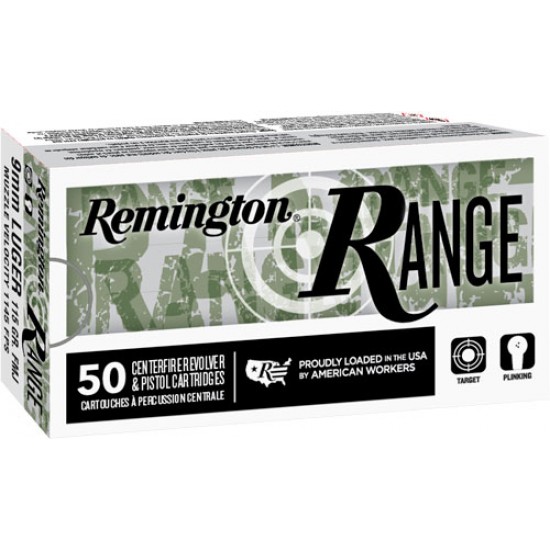 REMINGTON AMMO RANGE 9MM LUGER 115GR. FMJ 50-PACK