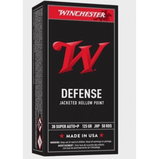WINCHESTER USA 38 SUPER AUTO 125GR JHP 50RD 10BX/CS