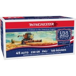 WINCHESTER USA 45 ACP 230GR FMJ-RN 100RD 250TH ANV 5BX/CS WINCHESTER USA 45 ACP 230GR FMJ-RN 100RD 250TH ANV 5BX/CS