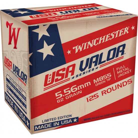WINCHESTER AMMO USA VALOR 5.56X45/223 62GR. GREEN TIP 125-PACK