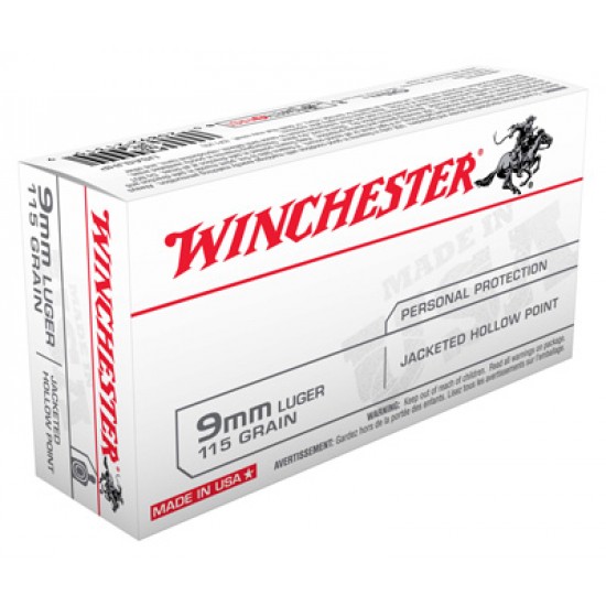 WINCHESTER AMMO USA 9MM LUGER 115GR. JHP 50-PACK