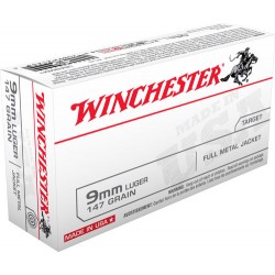 WINCHESTER AMMO USA 9MM LUGER 147GR. FMJ-FLAT POINT 50-PACK