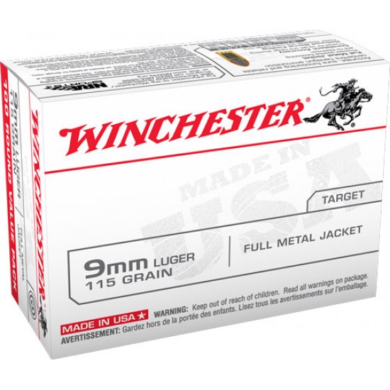 WINCHESTER AMMO USA 9MM LUGER 115GR. FMJ 100-VALUE PACK