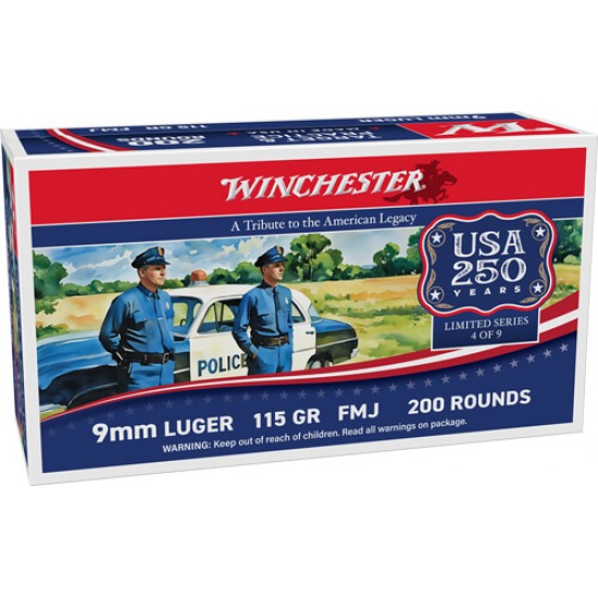 WINCHESTER USA 9MM LUGER 115GR 1000RD CASE LOT 250TH ANV.