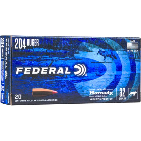 FEDERAL AMMO .204 RUGER 32GR. VMAX 20-PACK