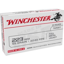 WINCHESTER AMMO USA .223 REM. 55GR. FMJ 20-PACK WINCHESTER AMMO USA .223 REM. 55GR. FMJ 20-PACK