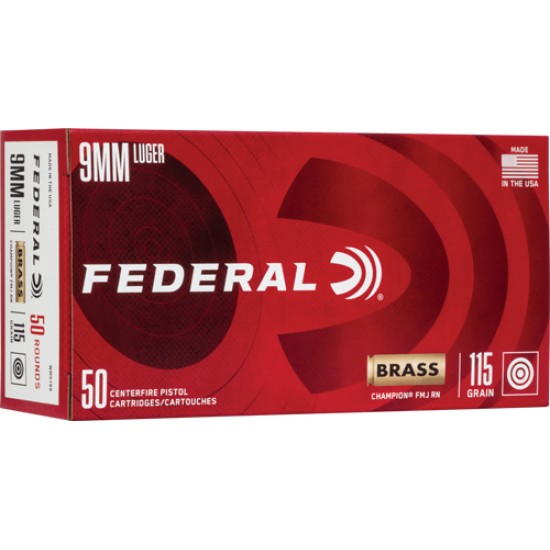 FEDERAL AMMO 9MM LUGER 115GR. FMJ 50-PACK