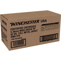 WINCHESTER AMMO USA 5.56X45 CASE LOT 62GR. GREEN TIP 1000RD CASE WINCHESTER AMMO USA 5.56X45 CASE LOT 62GR. GREEN TIP 1000RD CASE