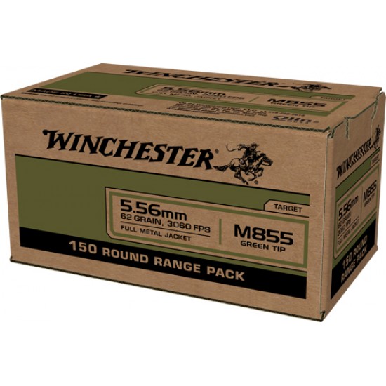 WINCHESTER AMMO USA 5.56X45 CASE LOT 62GR. GREEN TIP 600RD CASE