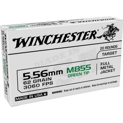 WINCHESTER AMMO USA 5.56X45 62GR. GREEN TIP 20-PACK WINCHESTER AMMO USA 5.56X45 62GR. GREEN TIP 20-PACK