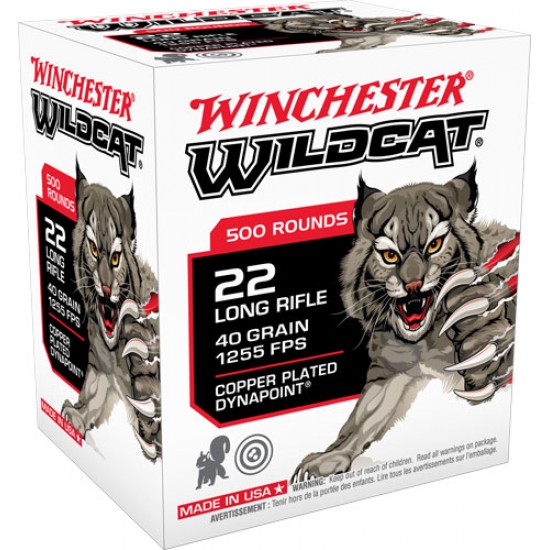 WINCHESTER AMMO WILDCAT .22LR 1255FPS. 40GR. LEAD-RN 500 PK