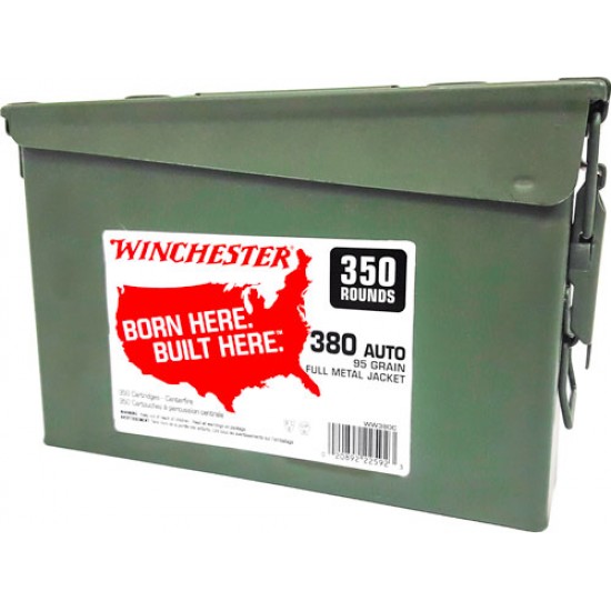 WINCHESTER AMMO .380ACP (CASE OF 2) 95GR FMJ-RN AMMO CAN 350PK