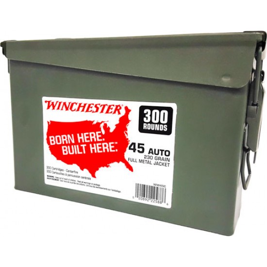 WINCHESTER AMMO .45ACP (CASE OF 2) 230GR FMJ-RN AMMO CAN 300PK