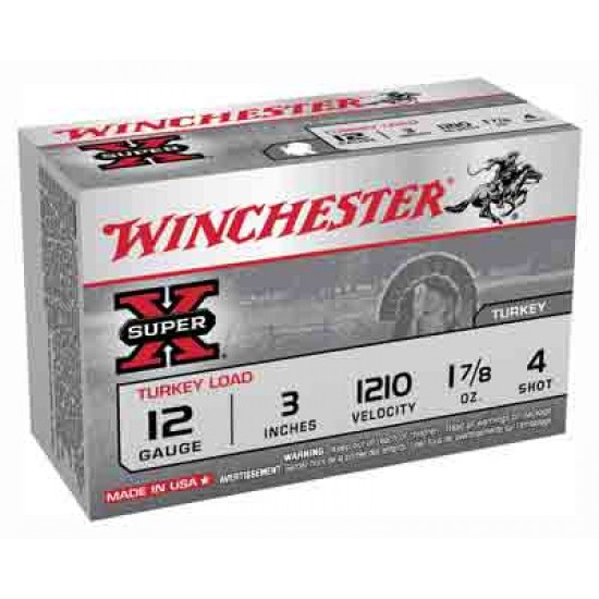 WINCHESTER SUPER-X TURKEY 12GA 3" 1-7/8OZ #4 10RD 10BX/CS