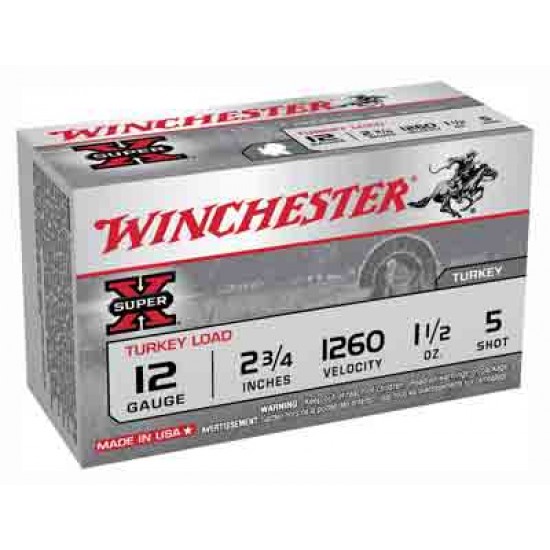 WINCHESTER SUPER-X TURKEY 12GA 2.75" 1-1/2OZ #5 10RD 10BX/CS