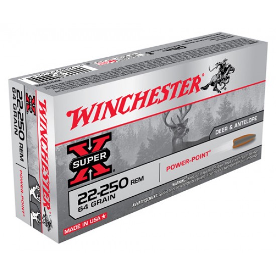 WINCHESTER AMMO SUPER-X .22-250 64GR. POWER POINT 20-PACK