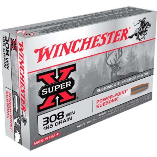 WINCHESTER AMMO SUPER-X SUBSONIC .308 185GR. EXPANDING HP 20-PACK