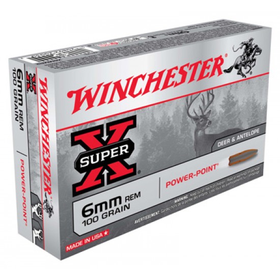 WINCHESTER AMMO SUPER-X 6MM REMINGTON 100GR. POWER POINT 20-PACK