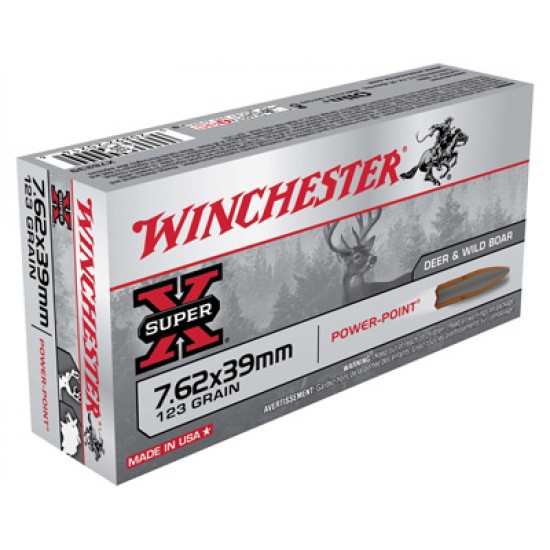 WINCHESTER AMMO SUPER-X 7.62 X 39 123GR. POWER POINT 20-PACK