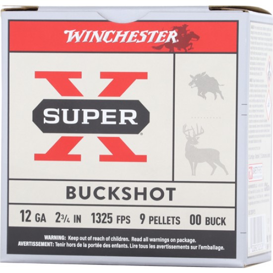 WINCHESTER SUPER-X 12GA 2.75" 00 BUCK 9 PELLETS 25RD 10BX/CS