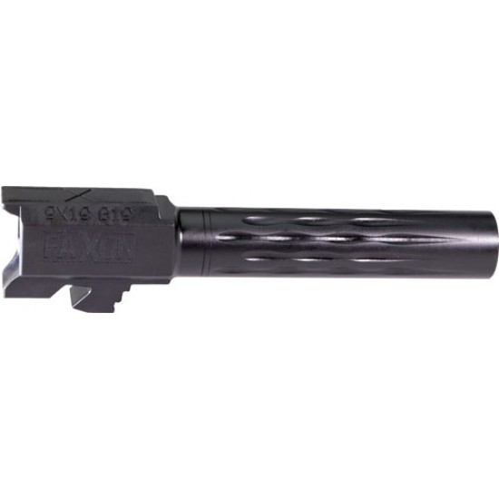 FAXON GLOCK 19 BARREL 9MM FLAME FLUTED NON THREADED BLK