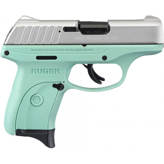 RUGER EC9s 9MM LUGER AS 7-SHOT SILVER SLIDE TURQUOISE FRAME