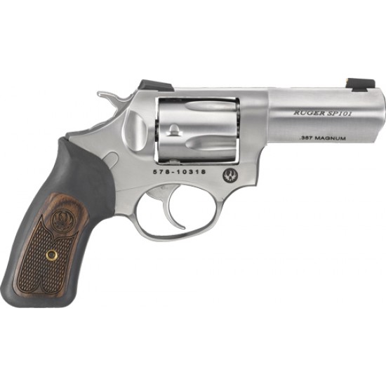RUGER SP101 .357 MAGNUM 3" FS SS RUBBER/WOOD WILEY CLAPP