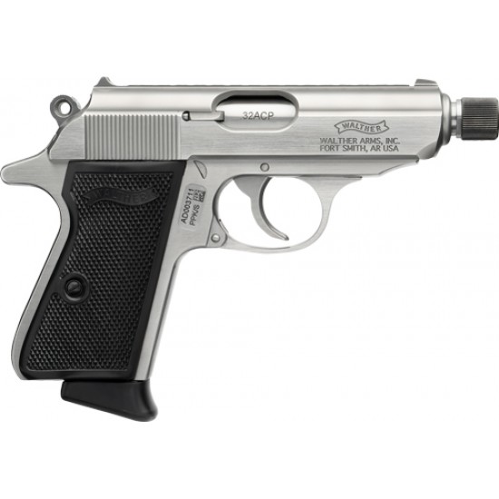 WALTHER PPK/S SD 32ACP FS 7RD STAINLESS BLACK GRIPS