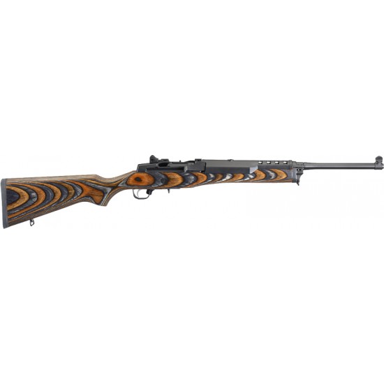 RUGER MINI-14 5.56MM LAMINATED CHEVRON BROWN/BLACK STOCK BLUE