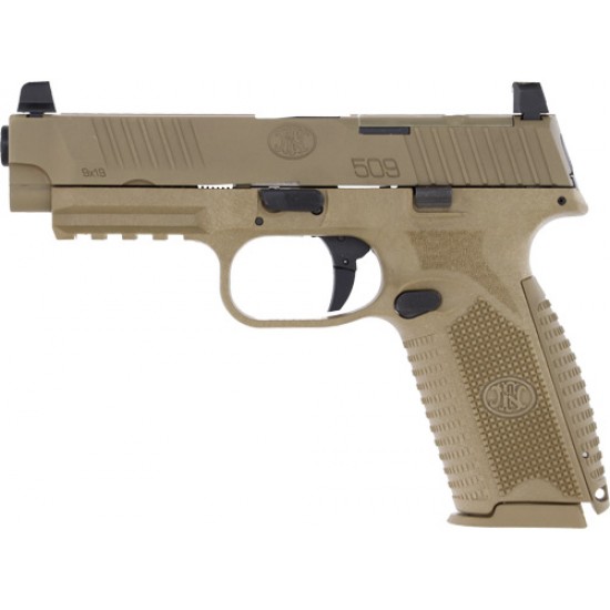 FN 509 FULL SIZE MRD 9MM NO SAFETY 2-17RD FDE